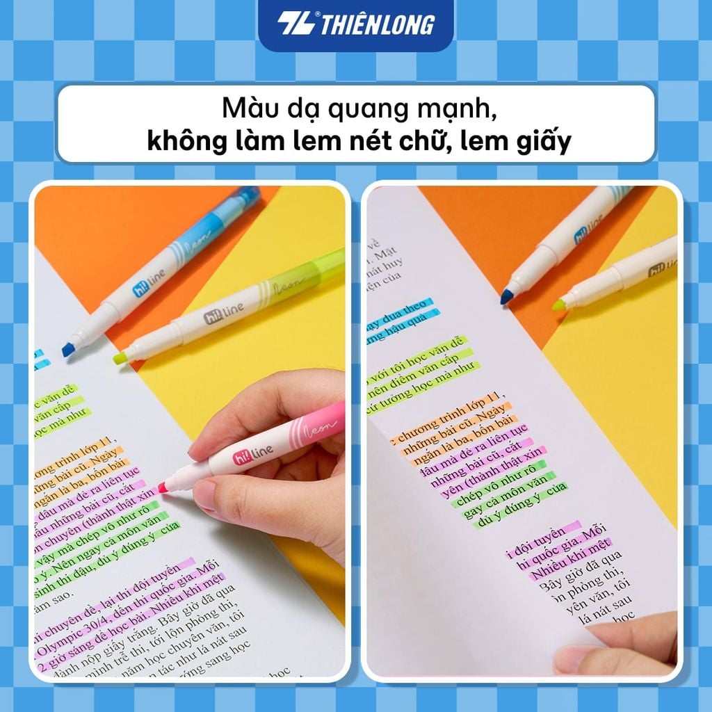 Bút dạ quang Thiên Long HL-03/PLUS - 2 đầu bút siêu mềm, lướt giấy nhẹ êm