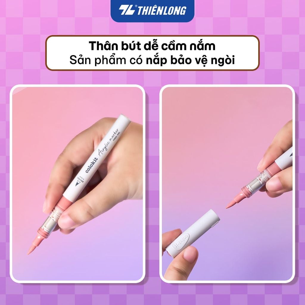 Pastel Acrylic Markers Bút sơn/ Bút lông 6/12/24 màu ThiênLong Colokit - Màu sắc tươi sáng, Mượt tay đều màu
