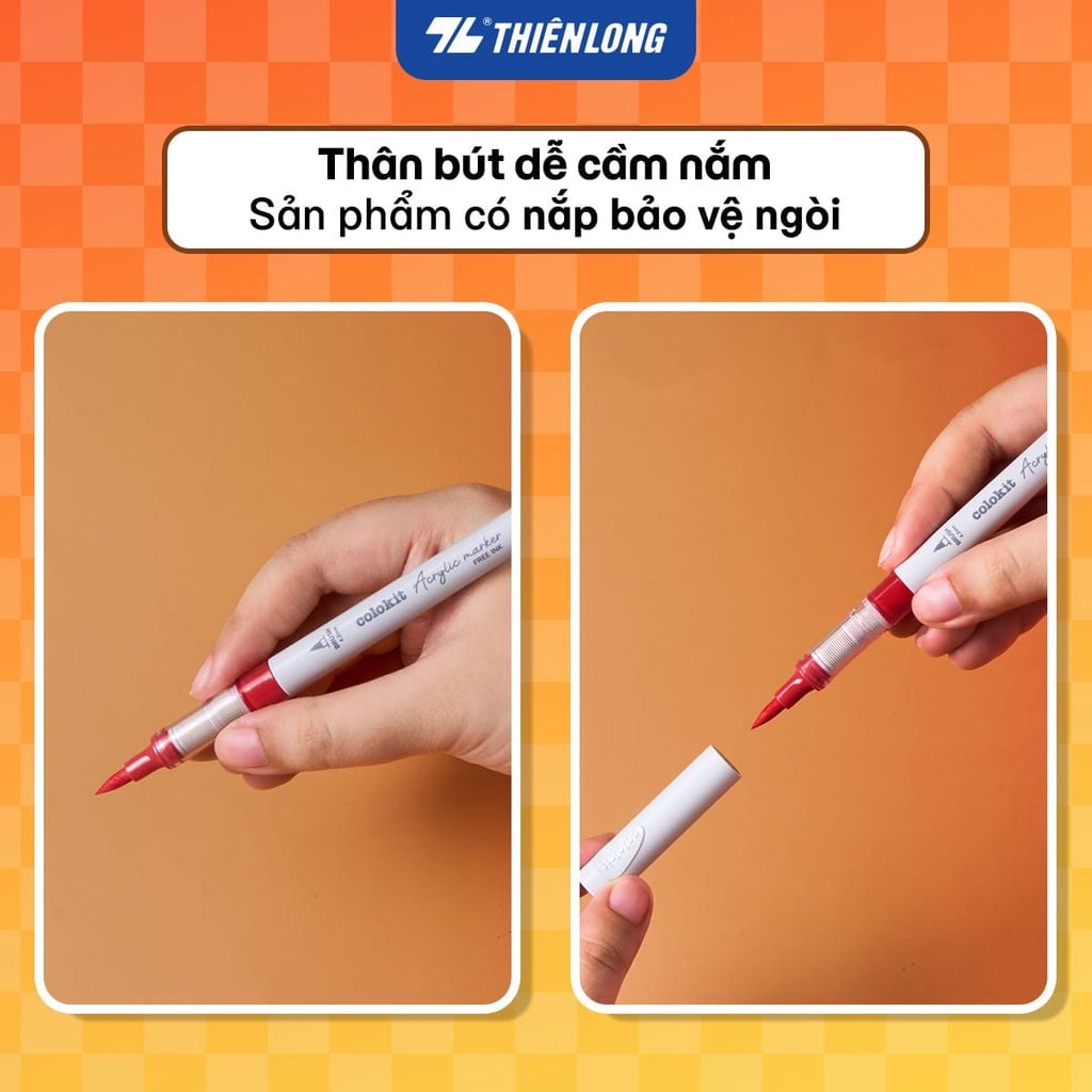 Acrylic Markers Bút sơn/ Bút lông 6/12/24 màu ThiênLong Colokit - Màu sắc tươi sáng, Mượt tay đều màu