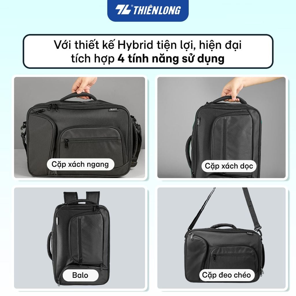 Cặp - Balo đa năng Thiên Long BP-042/01 – 2 kiểu đeo, chống sốc laptop 15.6 inch