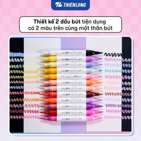 Bộ Bút Hai Đầu 12/24/48 Màu Acrylic Markers Thiên Long Colokit  - Cây 2 màu