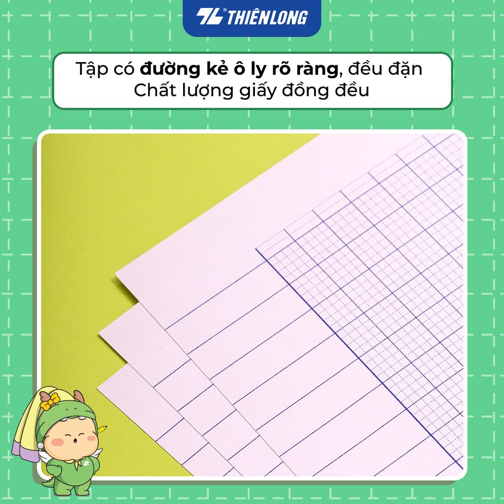 Tập học sinh 96 trang 4 ô ly vuông 2mm 100gsm NB-124 Thiên Long - Mẫu ngẫu nhiên