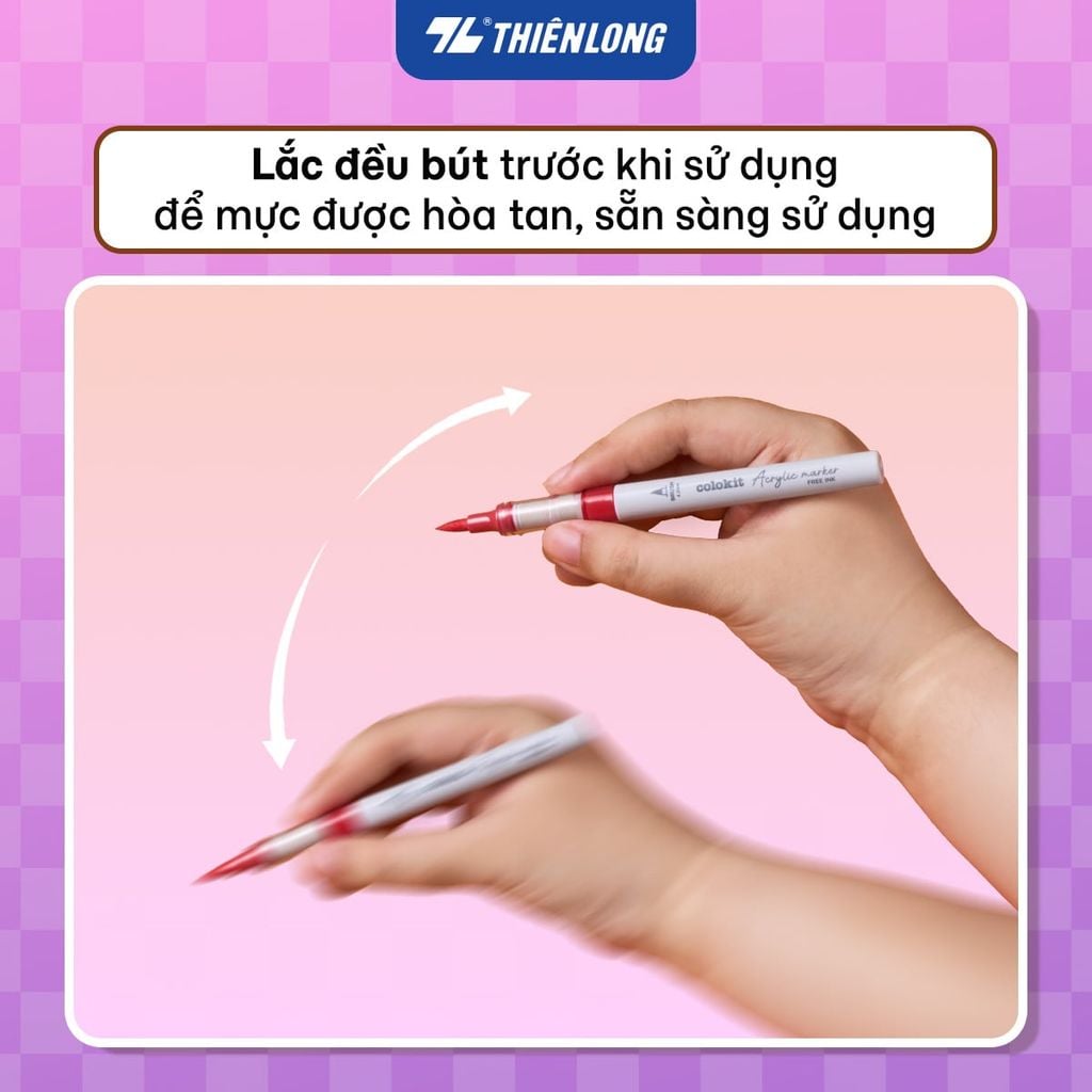 Pastel Acrylic Markers Bút sơn/ Bút lông 6/12/24 màu ThiênLong Colokit - Màu sắc tươi sáng, Mượt tay đều màu