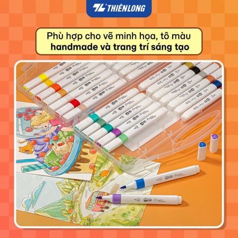 Bộ Bút 14/28 Màu Acrylic Markers Thiên Long Colokit - Tặng 02 màu Metallic
