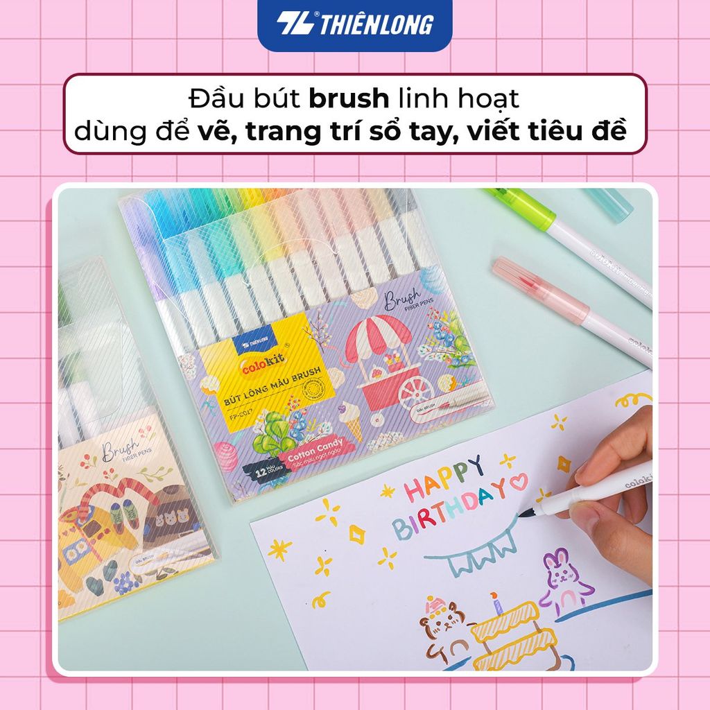 Bút lông 24 màu Candy Morandi đầu Brush Thiên Long Colokit FP-C018