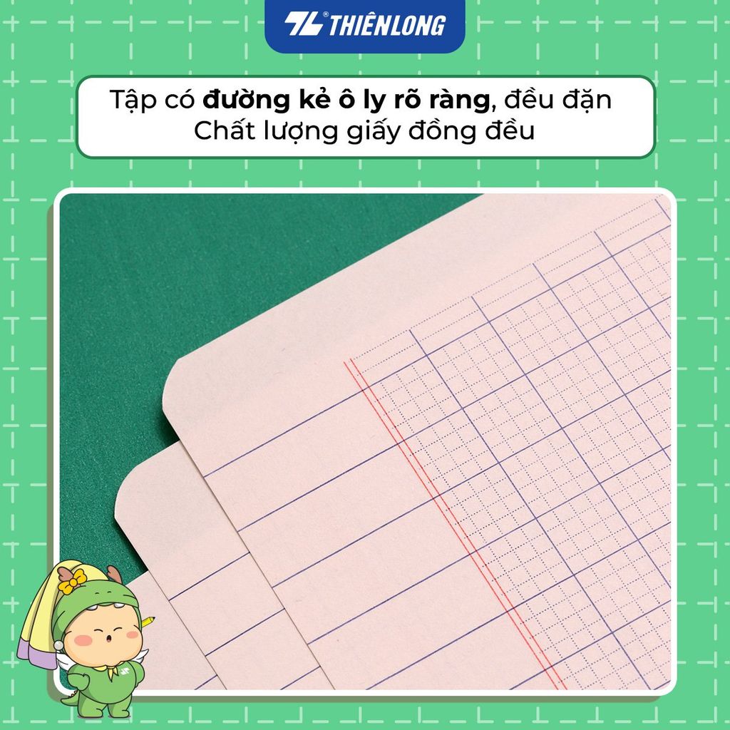 [TẶNG 02 CUỐN] Combo 10 Tập học sinh 80 trang 4 ô ly vuông 2.5mm 100gsm NB-123 Thiên Long - Mẫu ngẫu nhiên