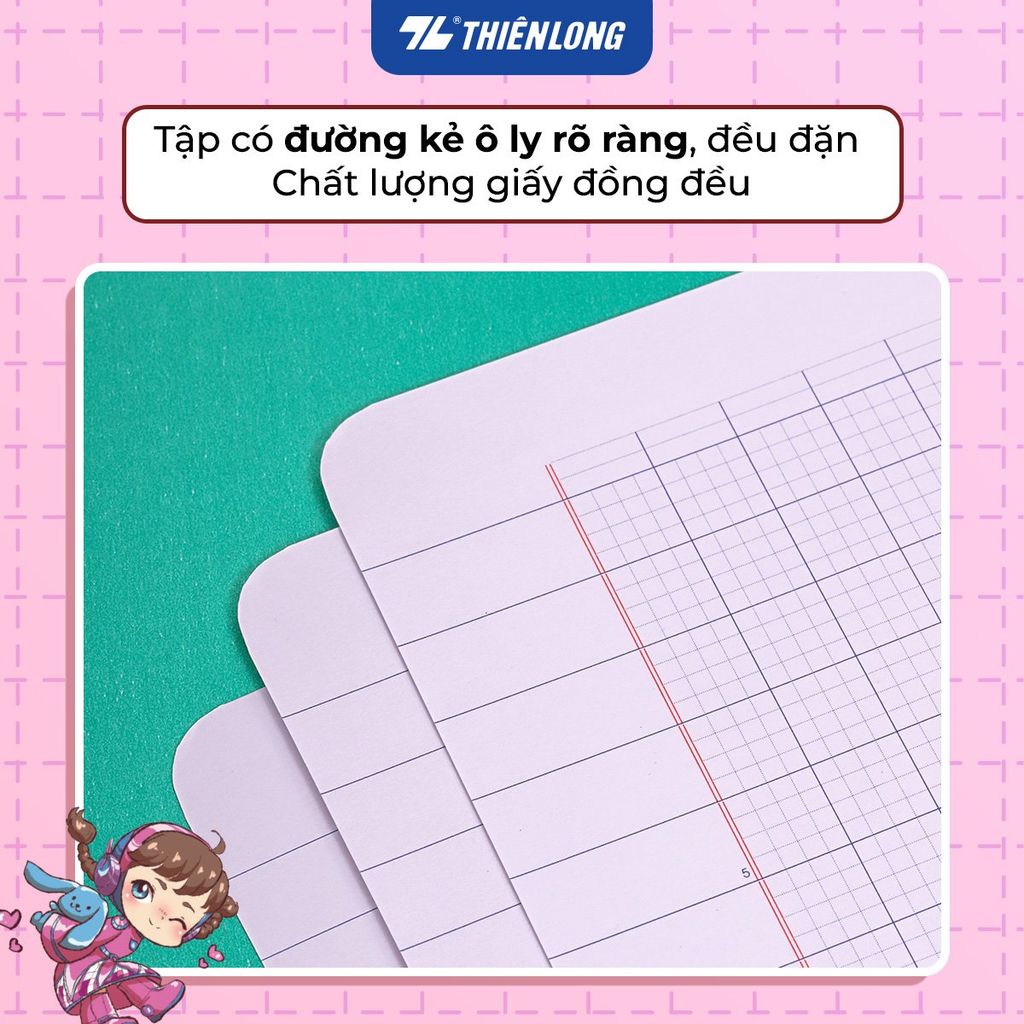 Combo 5/10 Tập học sinh chống lem 48 trang 4 ô ly vuông 2.5mm 120gsm Thiên Long NB-119/AK - Akooland thế giới học cụ thần kỳ - Mẫu ngẫu nhiên