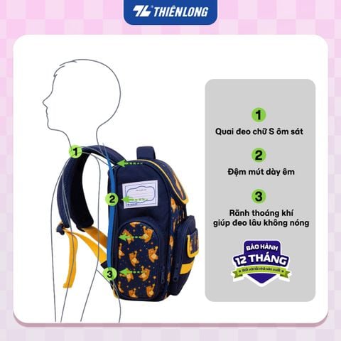 Cặp - Balo chống gù Ergo Joy Thiên Long BP-037 – Siêu nhẹ, thoáng khí, bảo vệ cột sống cho bé