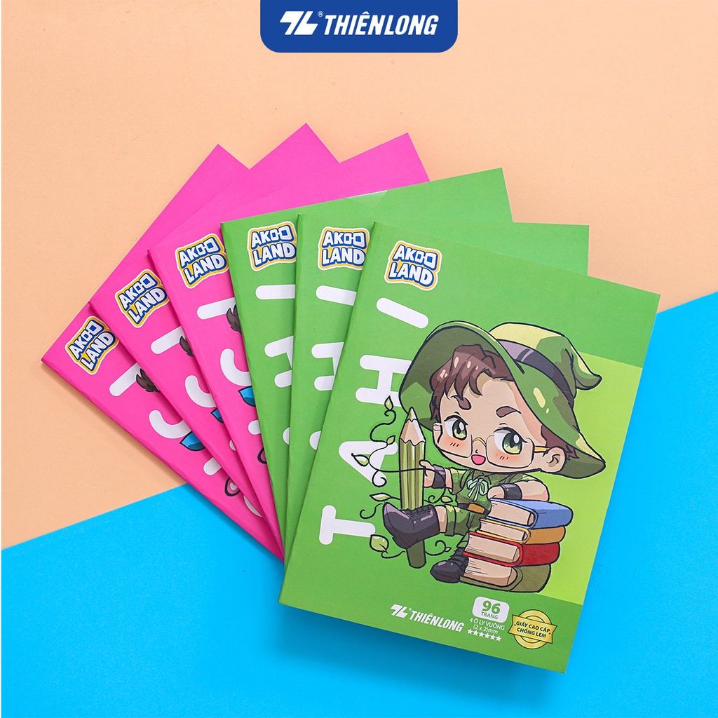 Tập học sinh chống lem 96 trang 4 ô ly vuông 2mm 120gsm Thiên Long NB-121/AK - Akooland thế giới học cụ thần kỳ - Mẫu ngẫu nhiên