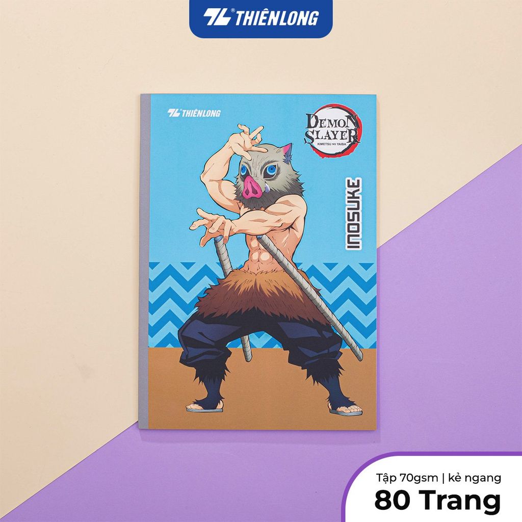 Tập vở Thiên Long 80/120 trang kẻ ngang 7mm 70gsm - dành cho học sinh, sinh viên - Phiên bản Demon Slayer