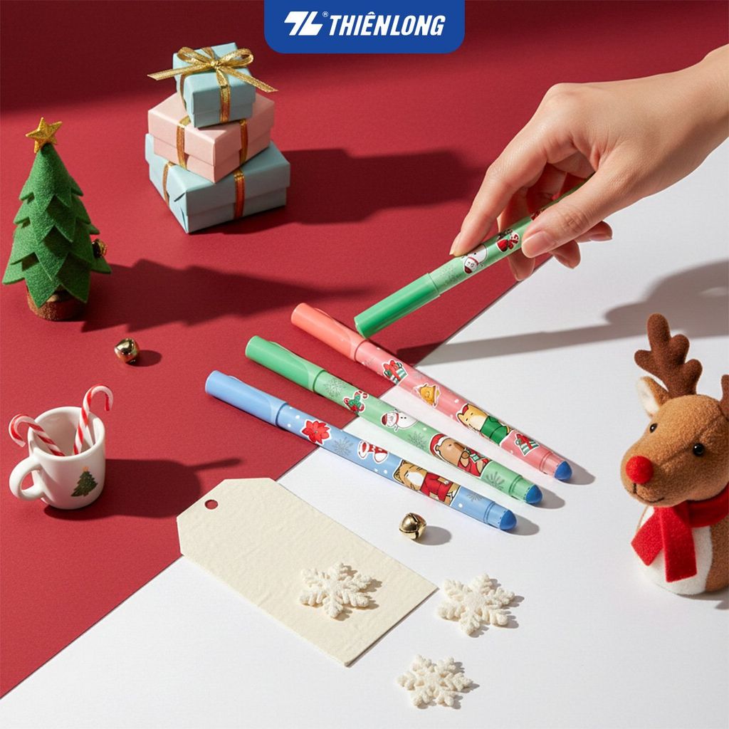 Bút gel xóa được Mazzic Thiên Long Merry Christmas GELE-006/XMAS - Vỉ 3 - Mực Xanh