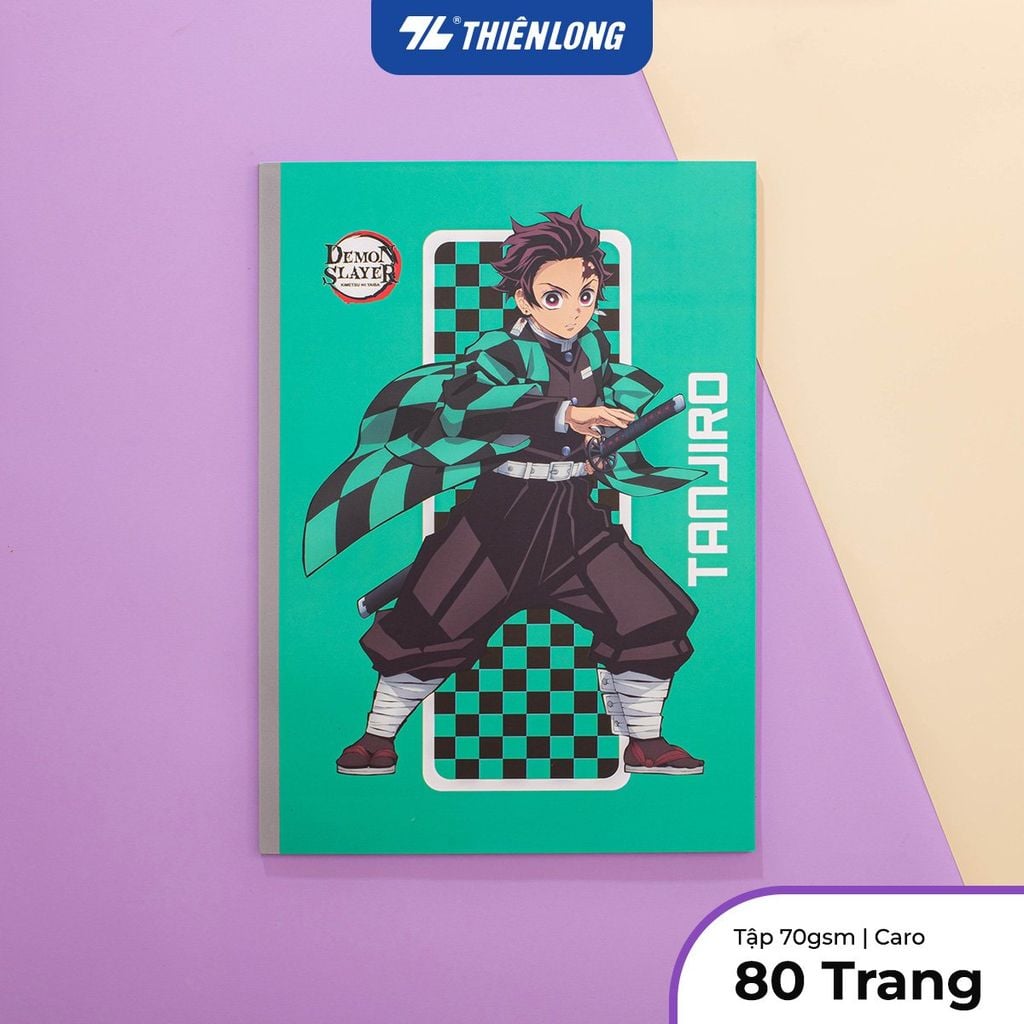 Tập vở Thiên Long 80/120 trang kẻ caro 6mm 70gsm - dành cho học sinh, sinh viên - Phiên bản Demon Slayer