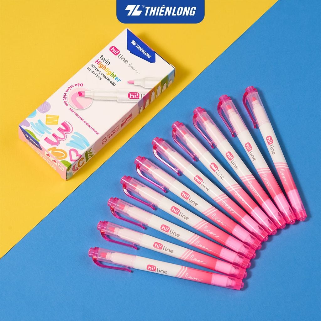 Bút dạ quang Thiên Long HL-03/PLUS - 2 đầu bút siêu mềm, lướt giấy nhẹ êm