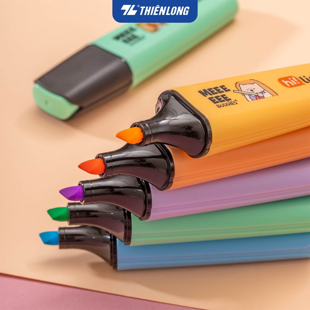 Bút dạ quang màu Pastel Hi! Line Thiên Long HL-023 - Đầu bút siêu mềm, lướt giấy nhẹ êm