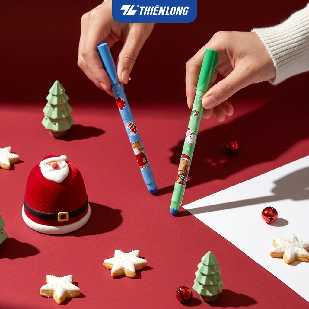 Bút gel xóa được Mazzic Thiên Long Merry Christmas GELE-006/XMAS - Vỉ 3 - Mực Xanh