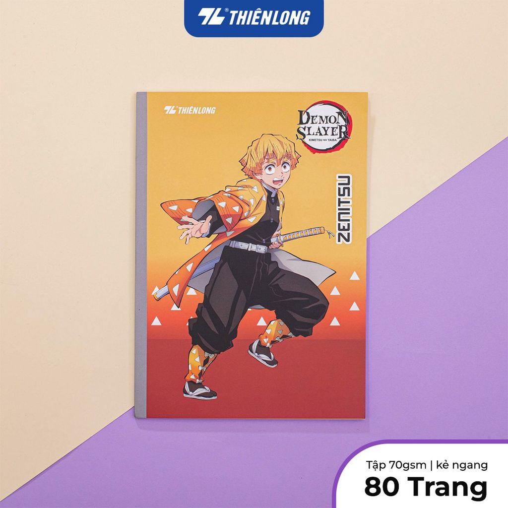 Tập vở Thiên Long 80/120 trang kẻ ngang 7mm 70gsm - dành cho học sinh, sinh viên - Phiên bản Demon Slayer