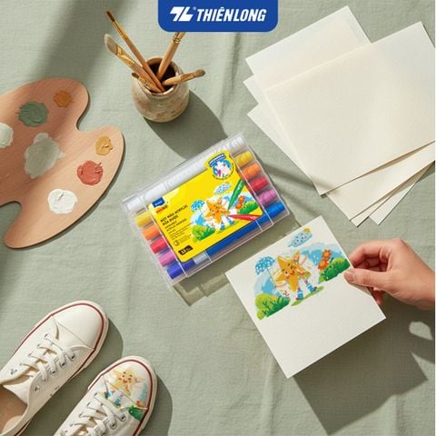 Washable Acrylic Markers / Bút sơn/ Bút lông Thiên Long 12/24/36 màu - Màu sắc tươi sáng, dễ dàng rửa sạch
