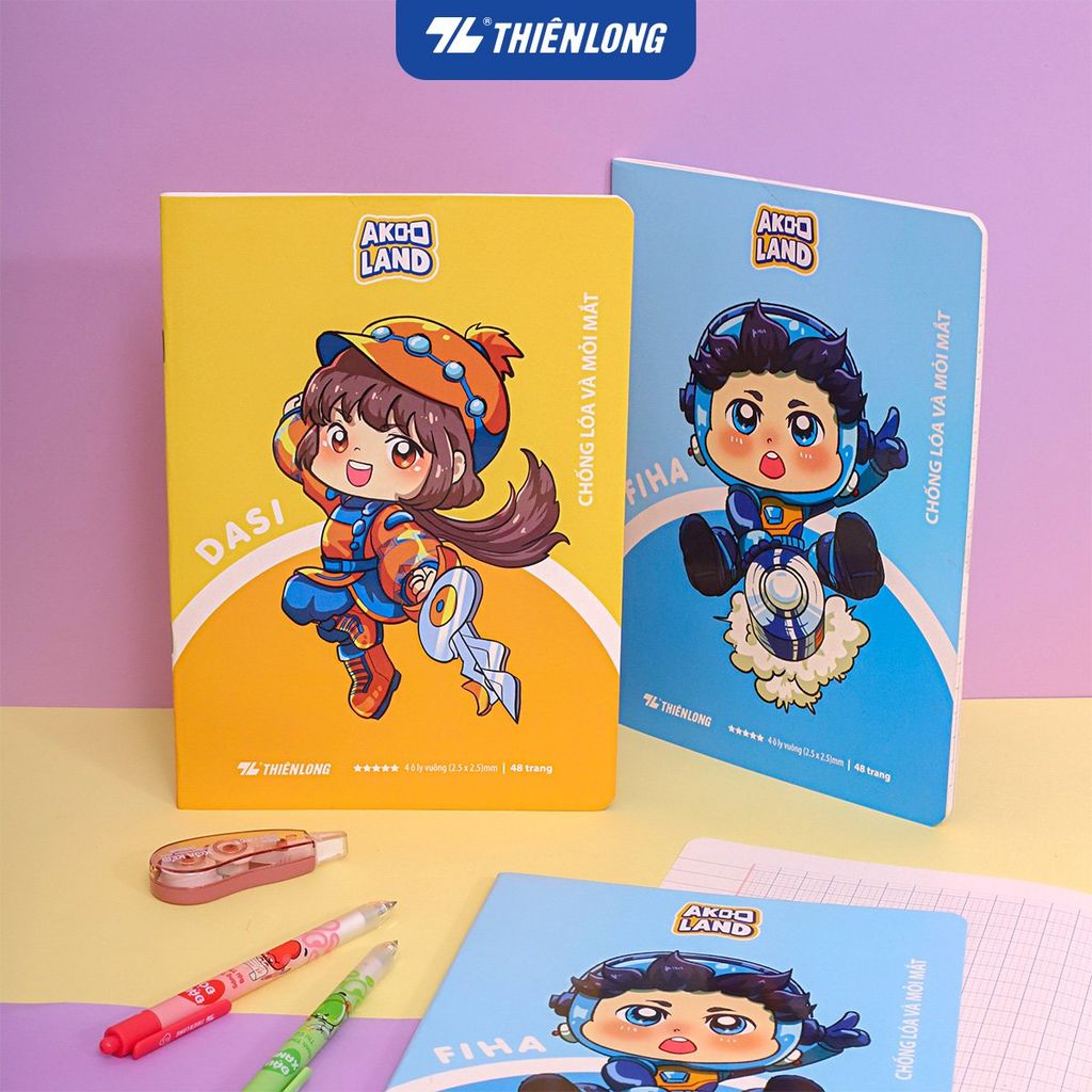 Tập học sinh chống lóa 48 trang 4 ô ly vuông 2.5mm 100gsm Thiên Long NB-115/AK - Akooland thế giới học cụ thần kỳ - Mẫu ngẫu nhiên