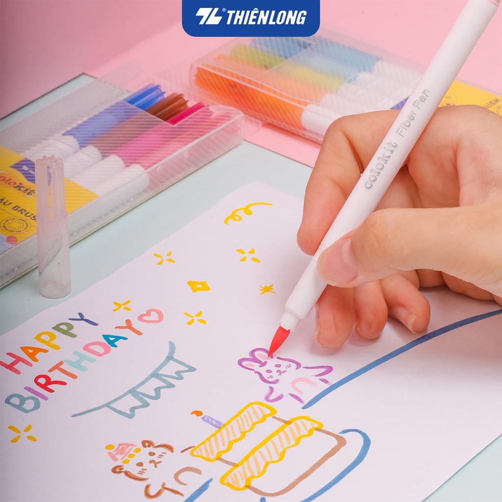 Bút lông 12 màu Candy Morandi đầu Brush Thiên Long Colokit FP-C017