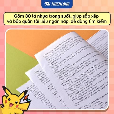 Bìa hồ sơ - Túi lưu trữ tài liệu - Bìa 30 lá A4 Pokémon Thiên Long DB-014/PKM