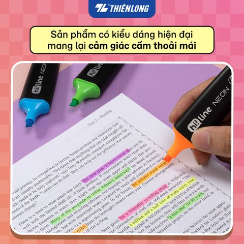 Bút dạ quang Hi!Line Neon Thiên Long HL-029 – Màu sáng nổi bật, không lem mực