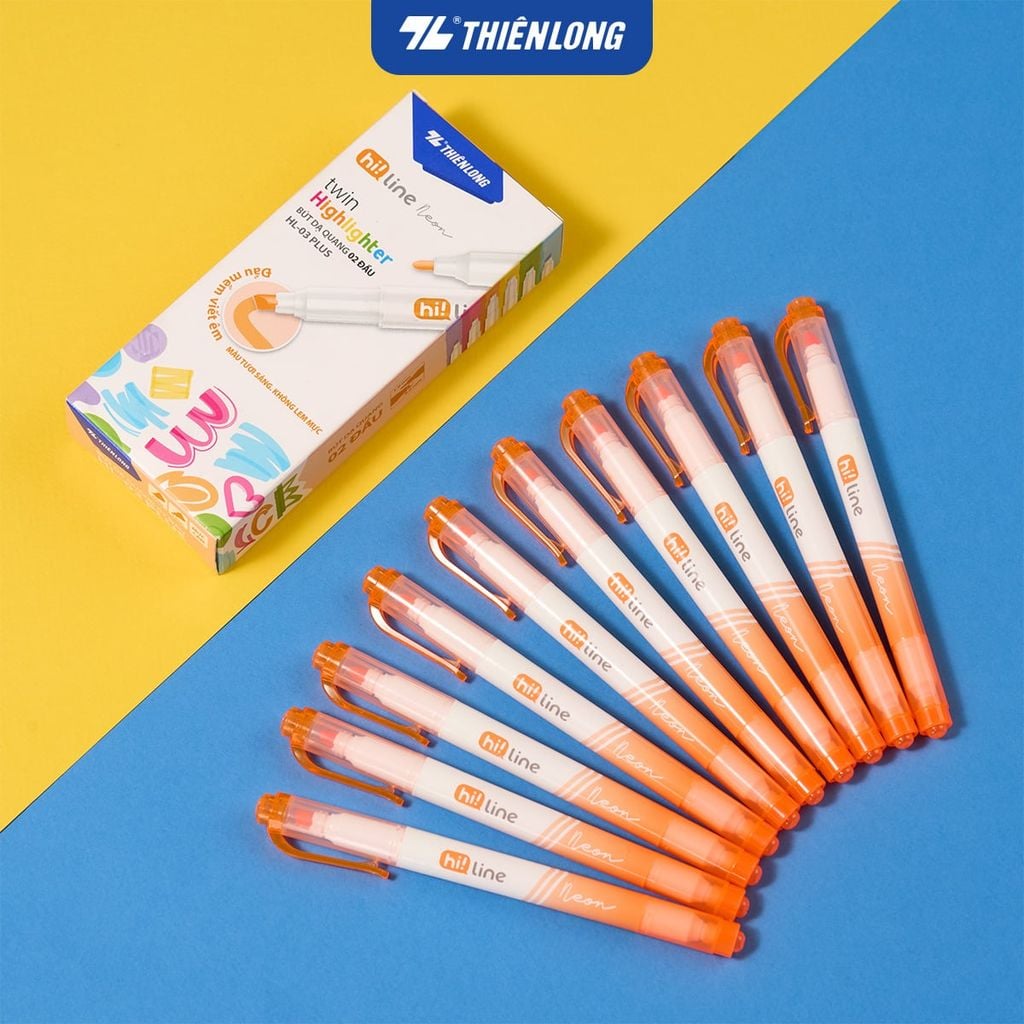 Bút dạ quang Thiên Long HL-03/PLUS - 2 đầu bút siêu mềm, lướt giấy nhẹ êm