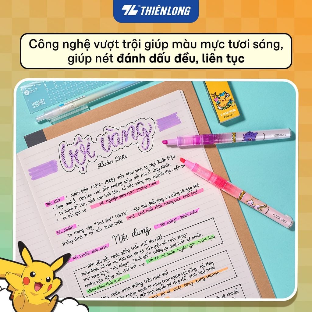 Bút dạ quang Thiên Long Free-Ink Pokémon HL-020/PKM