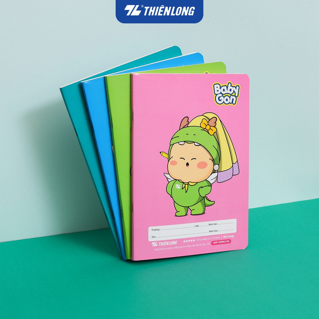 Tập học sinh 80 trang 4 ô ly vuông 2.5mm 100gsm NB-123 Thiên Long - Mẫu ngẫu nhiên