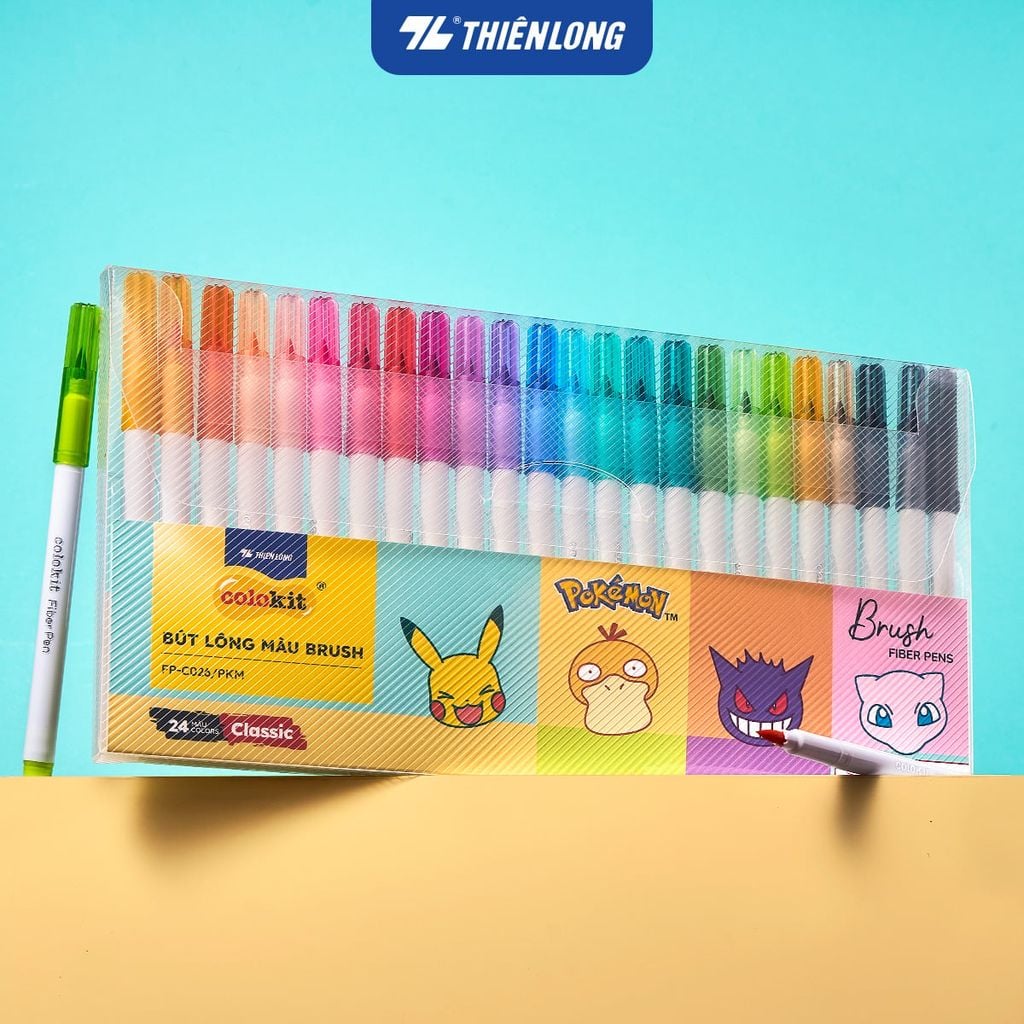 Bút lông 12/24 màu Brush Thiên Long Colokit Classic – Phiên bản Pokémon