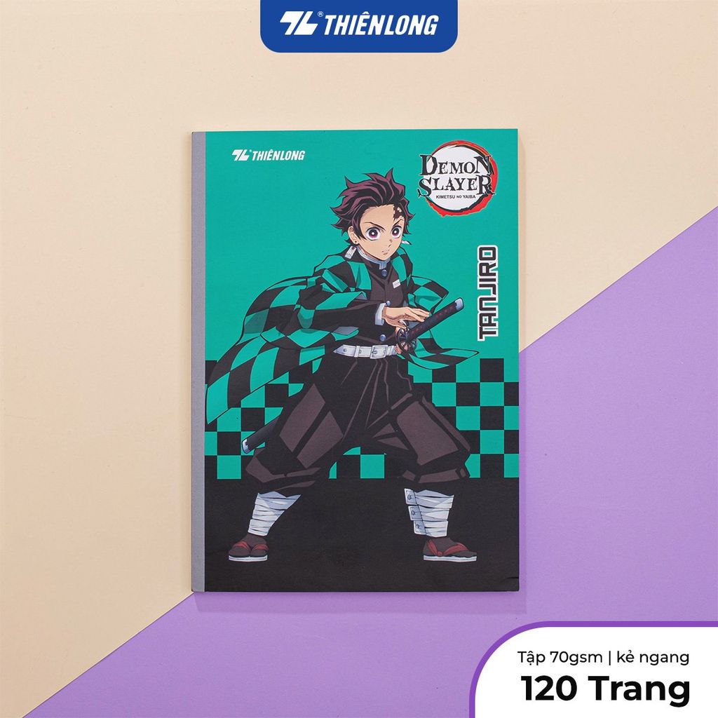 Tập vở Thiên Long 80/120 trang kẻ ngang 7mm 70gsm - dành cho học sinh, sinh viên - Phiên bản Demon Slayer