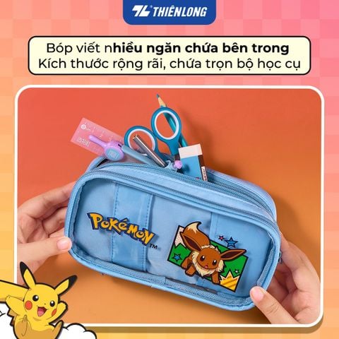 Túi - Bóp đựng bút viết Thiên Long Pokémon Premium PCA-024/PKM – Hộp Bút Dây Kéo Hình Pikachu & Eevee
