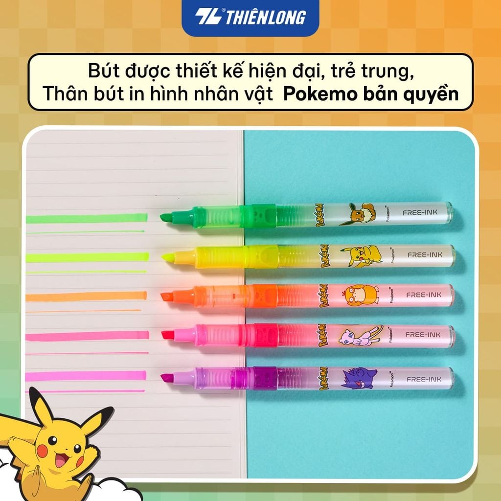 Bút dạ quang Thiên Long Free-Ink Pokémon HL-020/PKM