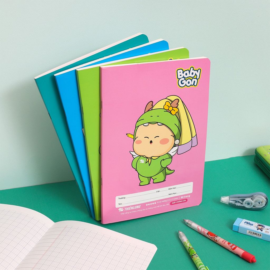 [TẶNG 02 CUỐN] Combo 10 Tập học sinh 80 trang 4 ô ly vuông 2.5mm 100gsm NB-123 Thiên Long - Mẫu ngẫu nhiên