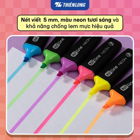 Bút dạ quang Hi!Line Neon Thiên Long HL-029 – Màu sáng nổi bật, không lem mực