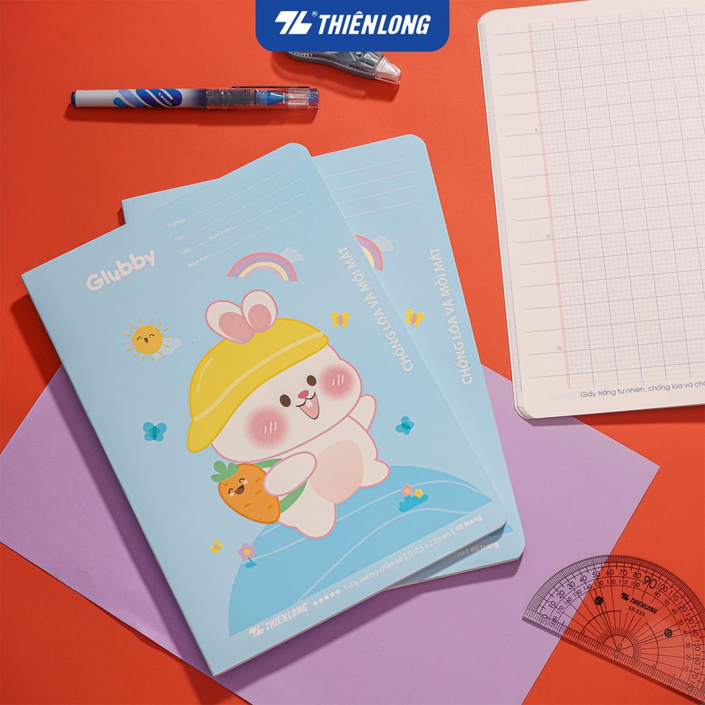 Tập học sinh 48 trang 5 ô ly vuông 2.5mm chấm kẻ 2/3 100gsm NB-116 Thiên Long - Mẫu ngẫu nhiên