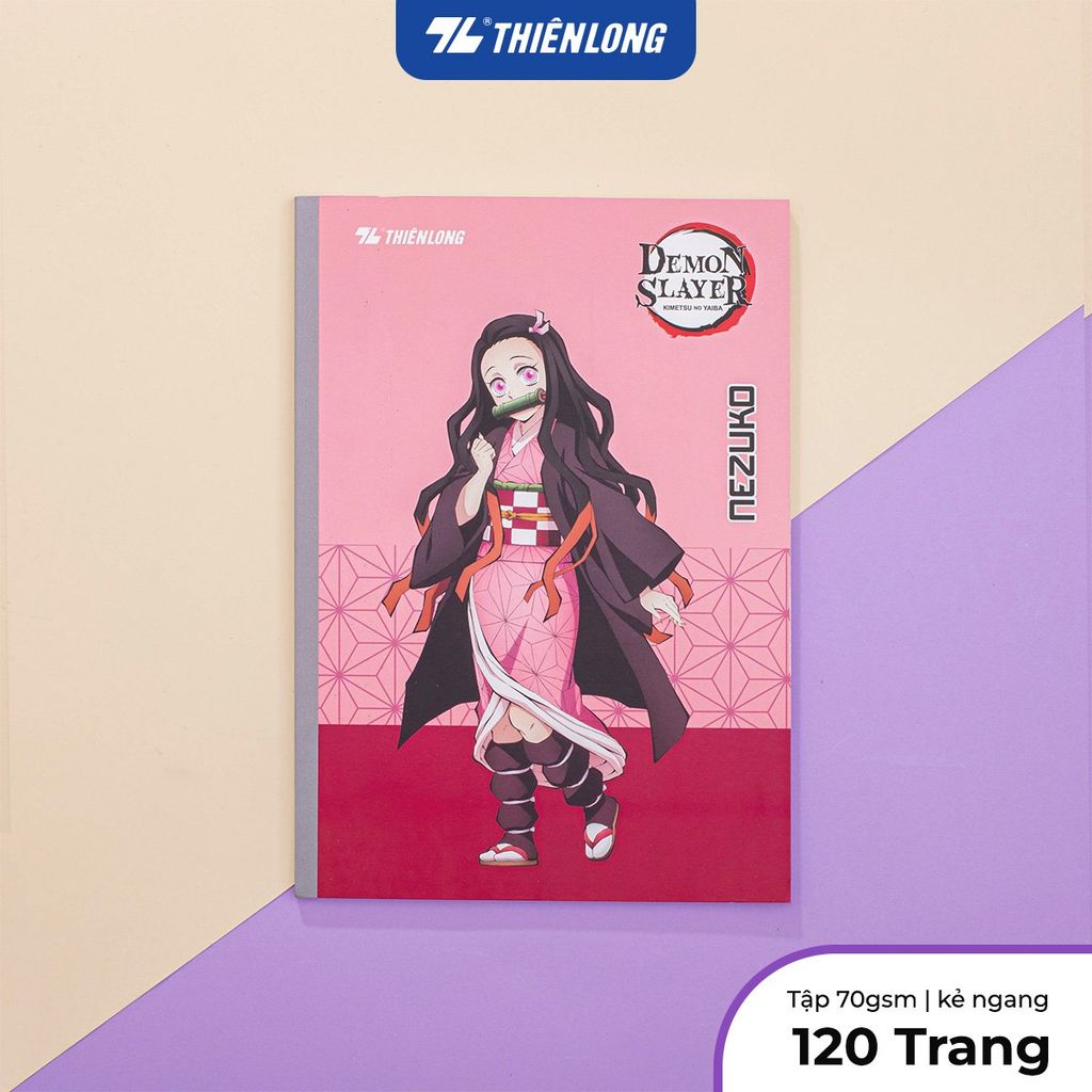 Tập vở Thiên Long 80/120 trang kẻ ngang 7mm 70gsm - dành cho học sinh, sinh viên - Phiên bản Demon Slayer