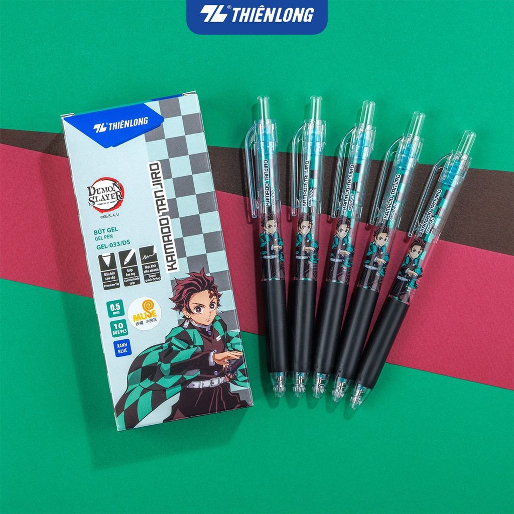 Bút gel Quick Dry Thiên Long Demon Slayer - Mực khô siêu nhanh - Mực Xanh