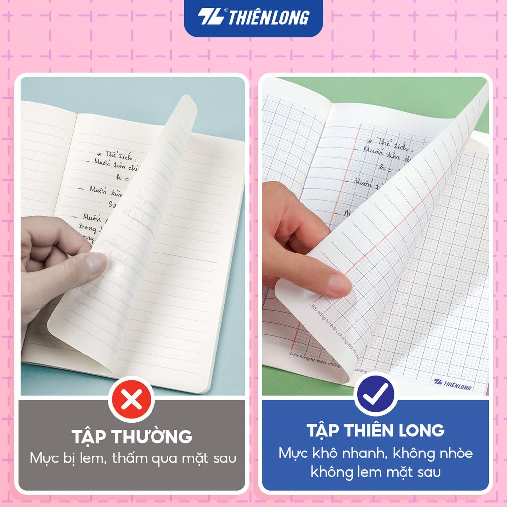 Combo 10 Tập học sinh 96 trang 5 ô ly vuông 2mm chấm kẻ 2/3 120gsm NB-122 Thiên Long - Mẫu ngẫu nhiên