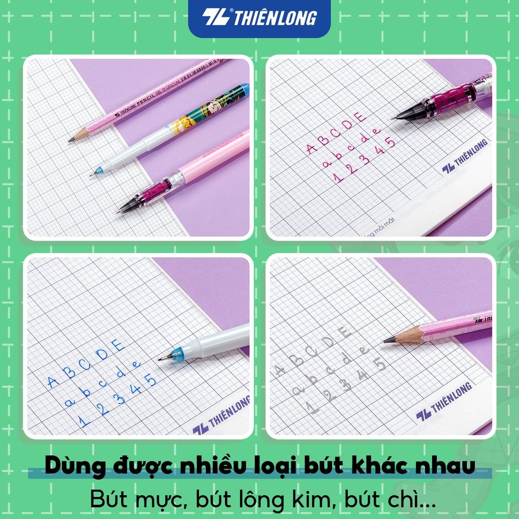 [TẶNG 02 CUỐN] Combo 10 Tập học sinh 96 trang 4 ô ly vuông 2mm 100gsm NB-124 Thiên Long - Mẫu ngẫu nhiên