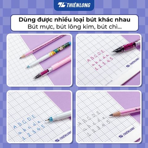 Combo 5 Tập học sinh Thiên Long PeTiTe 96 trang 4 ô Ly vuông 2mm 80 gsm TP-NB053 – Mẫu ngẫu nhiên