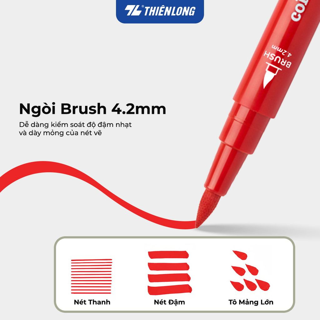 Thiên Long Washable Acrylic Markers / Bút sơn/ Bút lông 12/24/36 màu - Màu sắc tươi sáng, dễ dàng rửa sạch