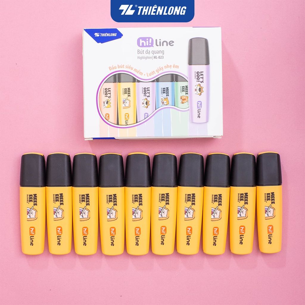 Bút dạ quang màu Pastel Hi! Line Thiên Long HL-023 - Đầu bút siêu mềm, lướt giấy nhẹ êm