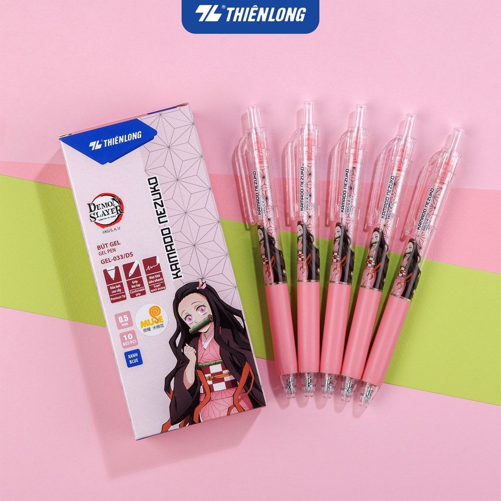 Bút gel Quick Dry Thiên Long Demon Slayer - Mực khô siêu nhanh - Mực Xanh