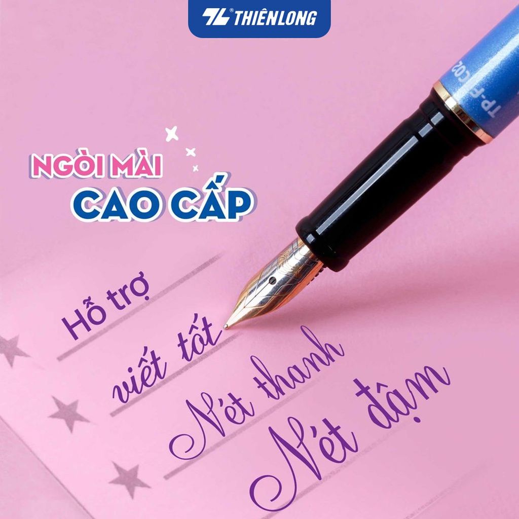 Bút máy luyện viết chữ đẹp Thiên Long, ngòi mài mỏng, thiết kế phù hợp với tay cầm học sinh
