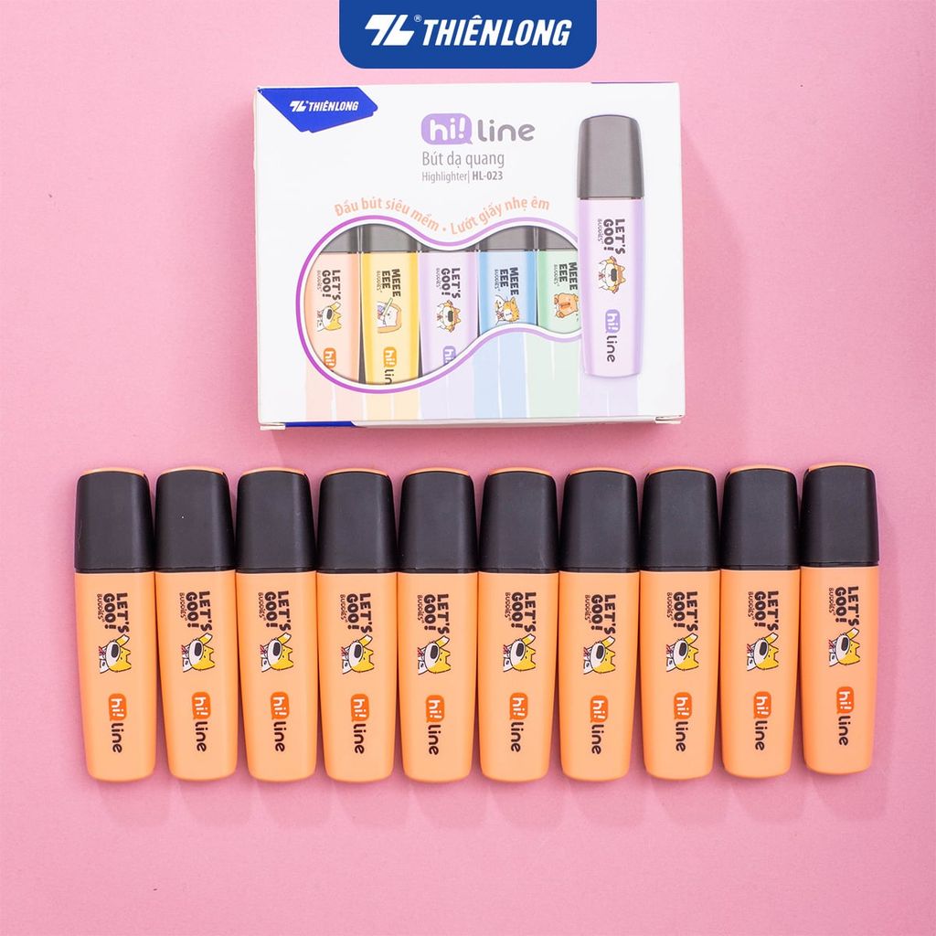 Bút dạ quang màu Pastel Hi! Line Thiên Long HL-023 - Đầu bút siêu mềm, lướt giấy nhẹ êm
