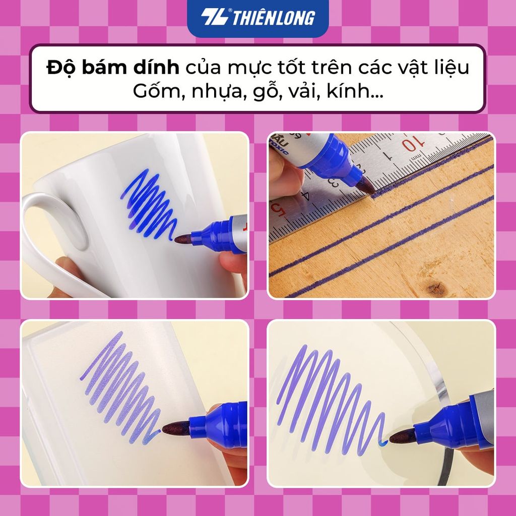 Bút lông dầu Thiên Long 2 đầu mực - Permanent Marker PM-024 - Kết hợp đầu rọc thùng