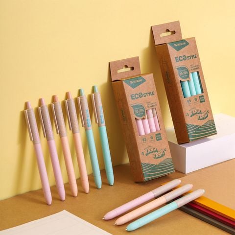 Bút bi Thiên Long ECO Style TL-063/ECO - Mực Xanh - Chất liệu từ vỏ cám trấu