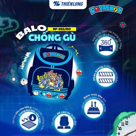 Cặp - Balo chống gù Thiên Long Doraemon BP-023/DO – Siêu nhẹ, bảo vệ cột sống cho bé