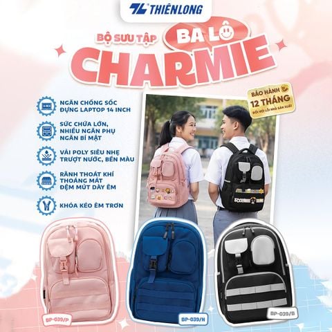 Cặp - Balo học sinh Thiên Long Charmie BP-039 – Siêu nhẹ, chống sốc laptop 14 inch