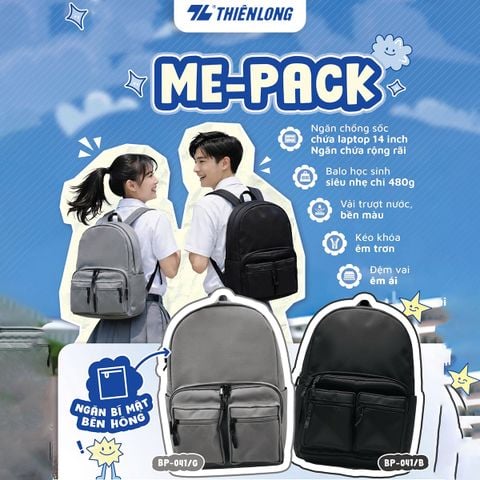 Cặp - Balo học sinh Thiên Long Me-Pack BP-041 – Siêu nhẹ 480g, ngăn laptop 14 inch